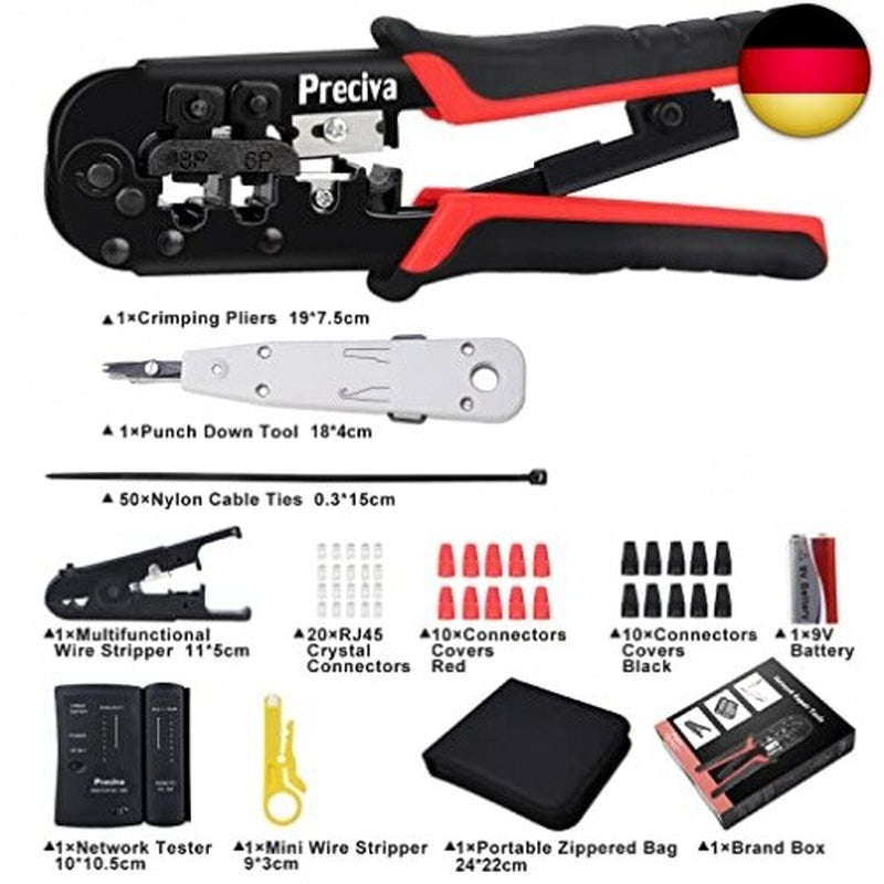 Netzwerk Werkzeug Set CAT5/CAT5E, Preciva Netzwerk Prüfer Crimpzange Netzwerk