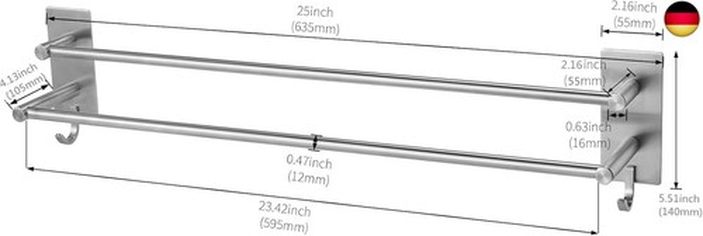 JS Handtuchhalter Bad Ohne Bohren Zweiarmig Handtuch Stange Badezimmer Doppel