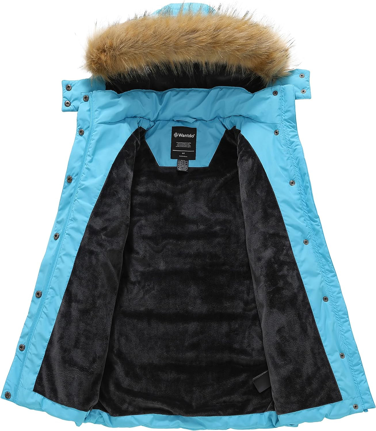 Girl'S Winter Coat Long Puffer Jacket Fleece Parka with Hood Waterproof