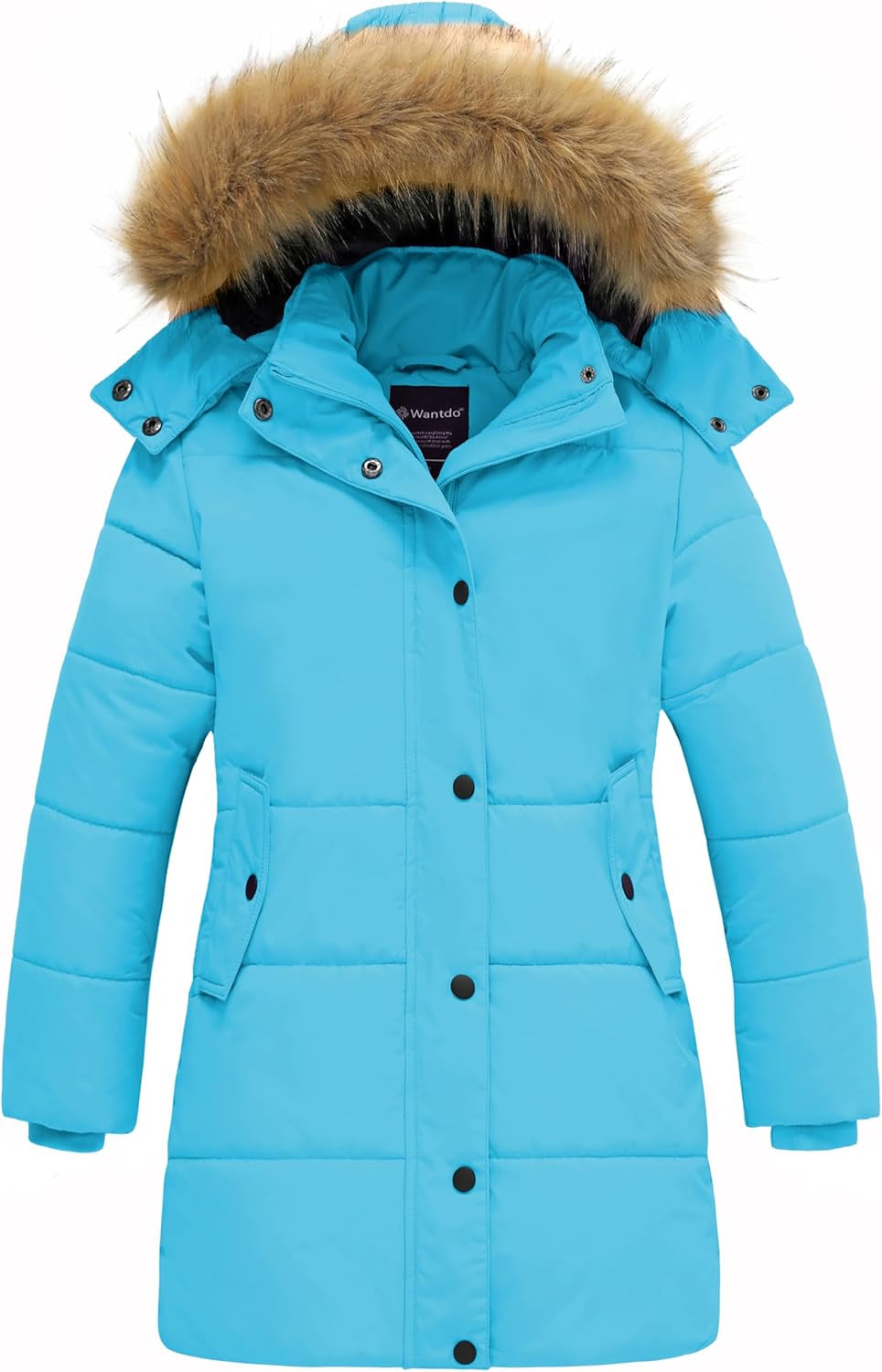 Girl'S Winter Coat Long Puffer Jacket Fleece Parka with Hood Waterproof