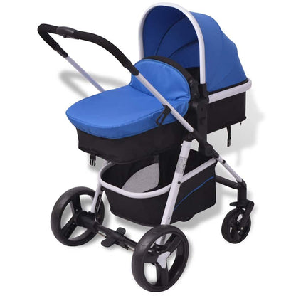3-In-1 Kinderwagen Aluminium Blau Und Schwarz