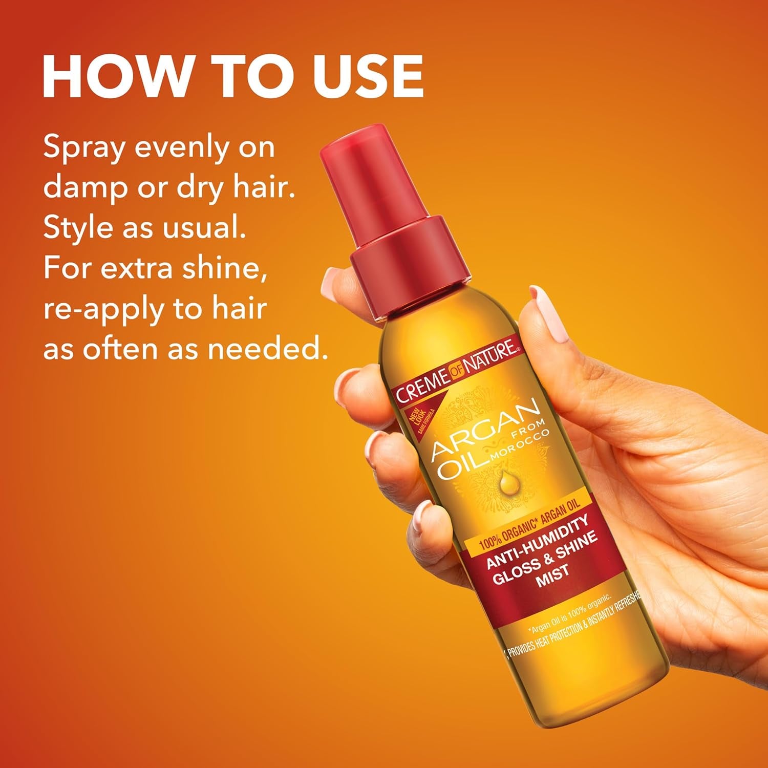 Argan Oil of Morocco Anti-Humidity Gloss & Shine Mist, Heat Protection, Stocking Stuffer for Women, 4 Fl Oz