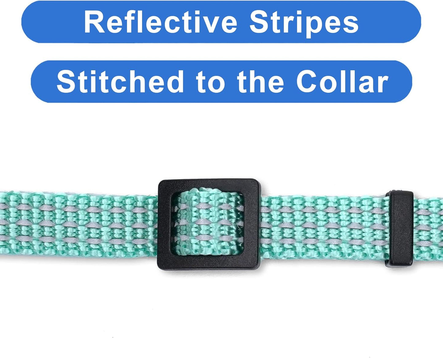 Reflective Teal Cat Collar with Safety Buckle and Removable Bell for Kitten and Cats