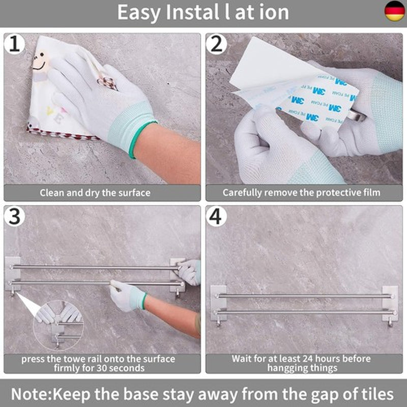 JS Handtuchhalter Bad Ohne Bohren Zweiarmig Handtuch Stange Badezimmer Doppel