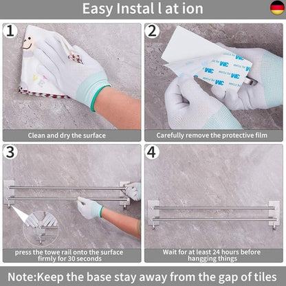 JS Handtuchhalter Bad Ohne Bohren Zweiarmig Handtuch Stange Badezimmer Doppel