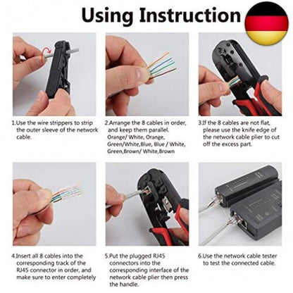 Netzwerk Werkzeug Set CAT5/CAT5E, Preciva Netzwerk Prüfer Crimpzange Netzwerk