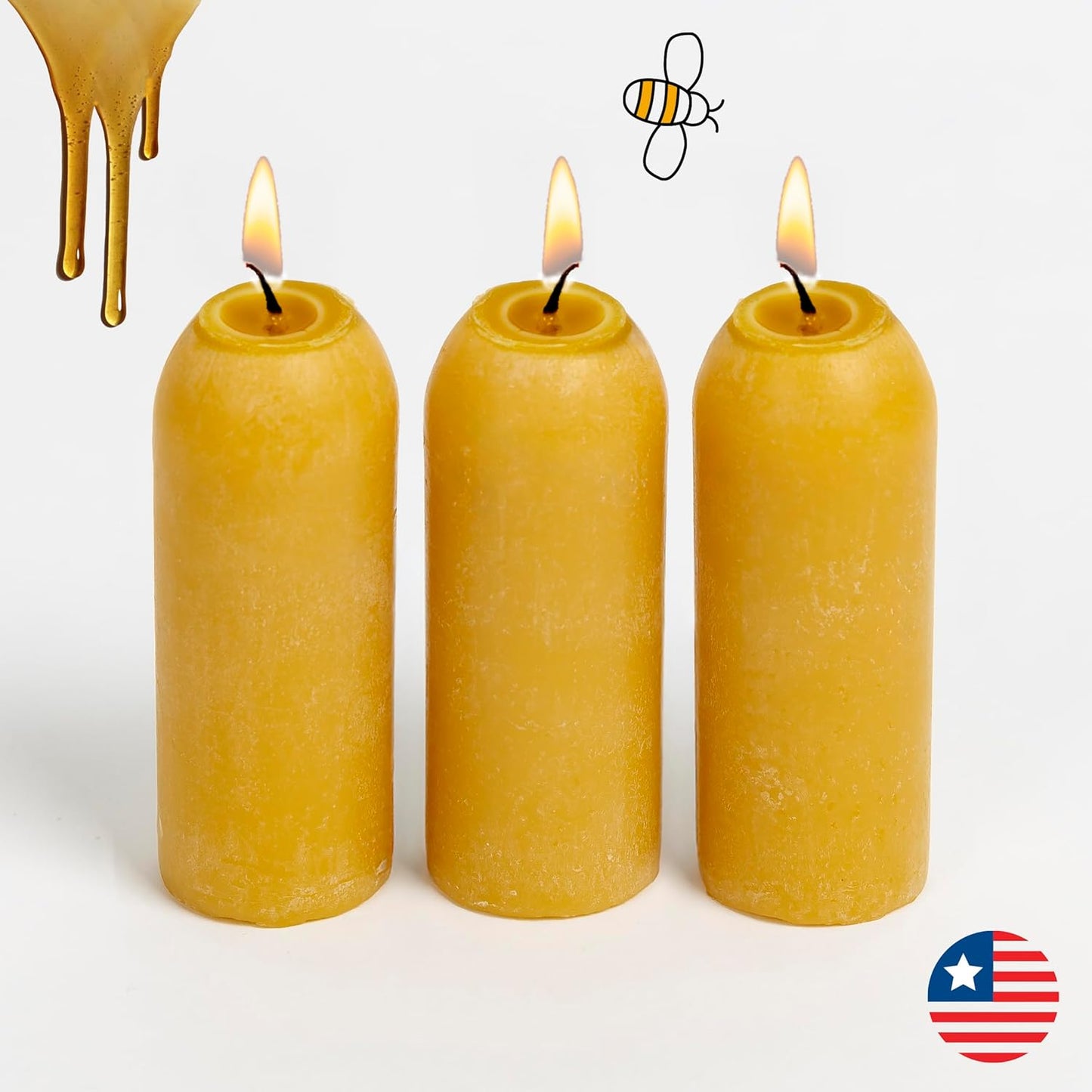 12-Hour Natural Beeswax Long-Burning Candles for  Candle Lanterns and Emergency Preparedness, Made in USA