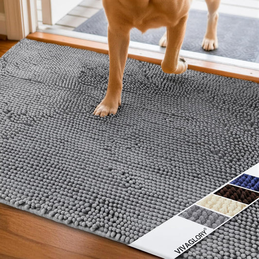 Dog Door Mat Absorpmax Dog Rug for Muddy Paw, Mat for Muddy Paw Door Indoor Floor Entryway, Waterproof Washable & Water Absorbent Dirt Trapper, 31" × 20", Grey