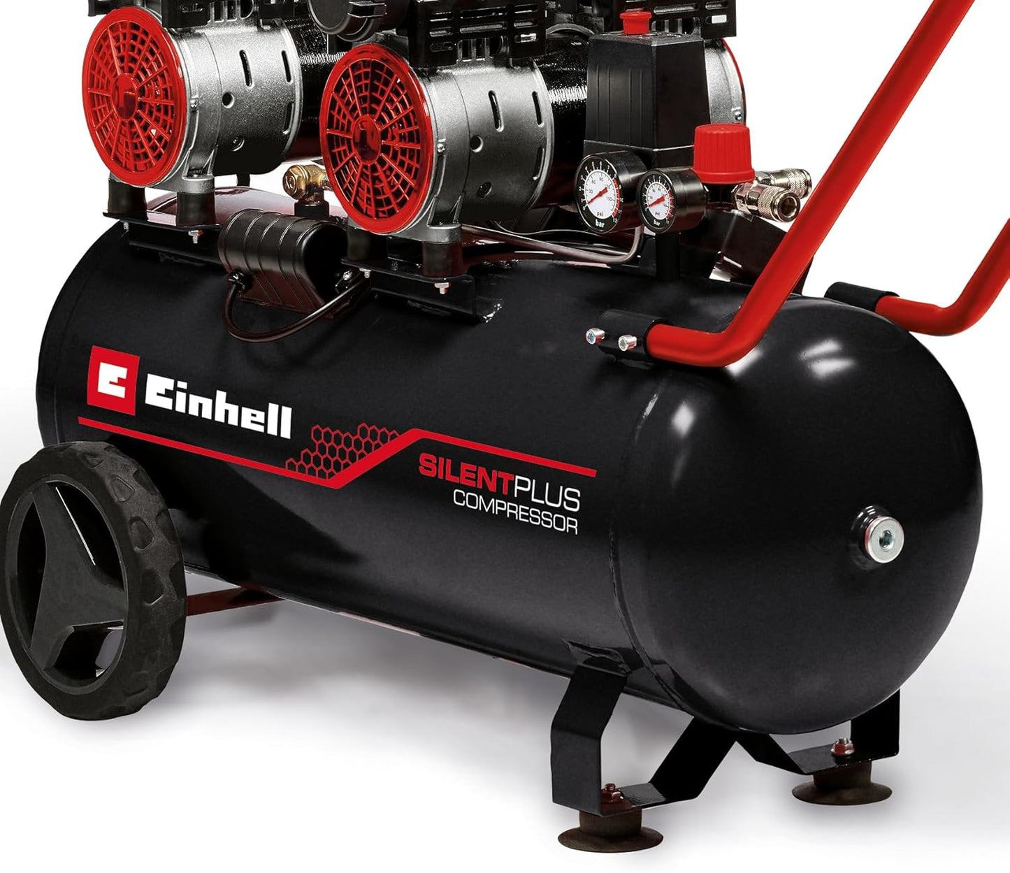 Einhell Kompressor TE-AC 270/50 Silent plus (1500 W., Max. 8 Bar, 50 L-Tank, 270 L/Min Ansaugleistung, Motordrehzahl 1450 Min^-1, Druckminderer, Manometer, Ölfrei)