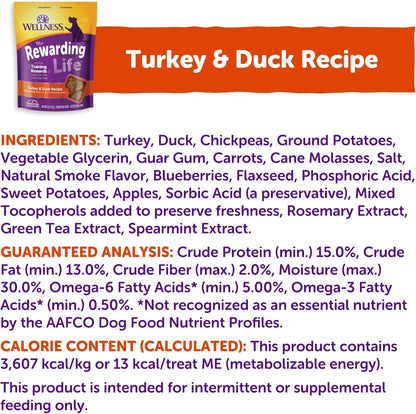 Rewarding Life Dog Treats, Training Treat, Grain Free, Soft Turkey & Duck (6 Ounce Bag)