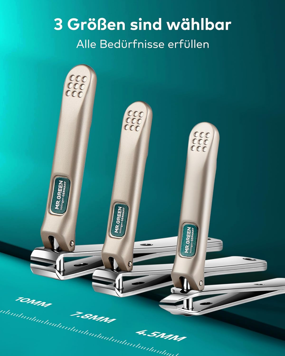 MR.GREEN Nagelknipser, 3 Stück Fingernagel Knipser Set, Solingen Edelstahl Nagelzwicker Maniküre Set, Mit Hochwertigem Lederetui, Hochwertiges Nail Clipper