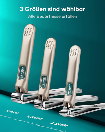 MR.GREEN Nagelknipser, 3 Stück Fingernagel Knipser Set, Solingen Edelstahl Nagelzwicker Maniküre Set, Mit Hochwertigem Lederetui, Hochwertiges Nail Clipper