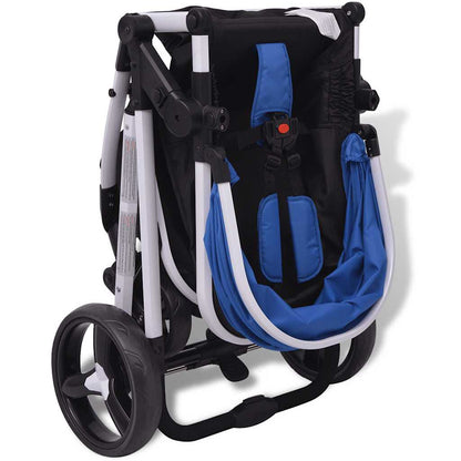 3-In-1 Kinderwagen Aluminium Blau Und Schwarz