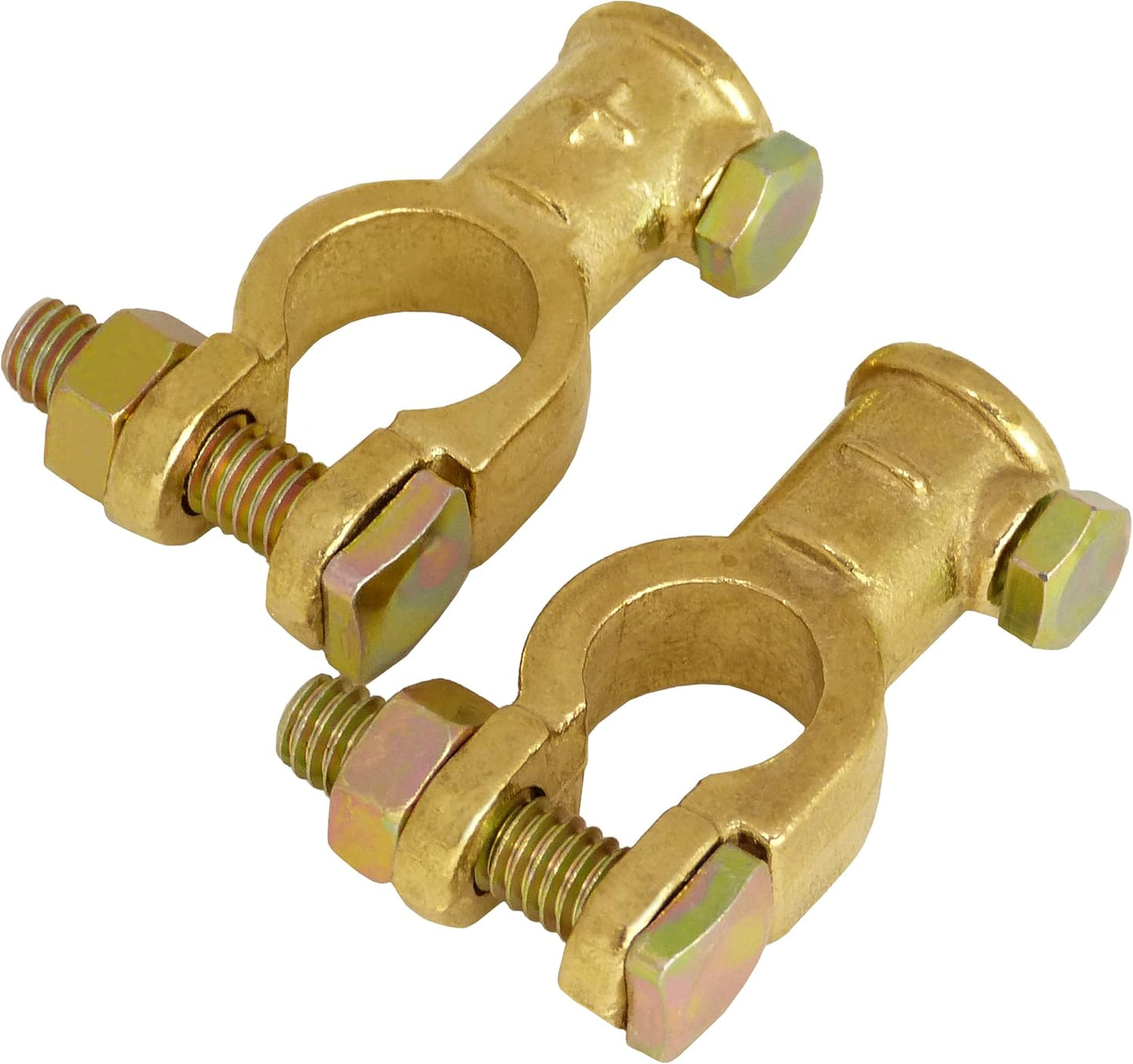 A0066-6-1 Batterieklemmen Set Batteriepolklemmen Aus Messing 12V 24V Batterie Klemmen Polklemmen Autobatterie + plus - minus Batterie Pole Klemme Pol Anschluss Anschlussklemmen Auto LKW Camping Solar