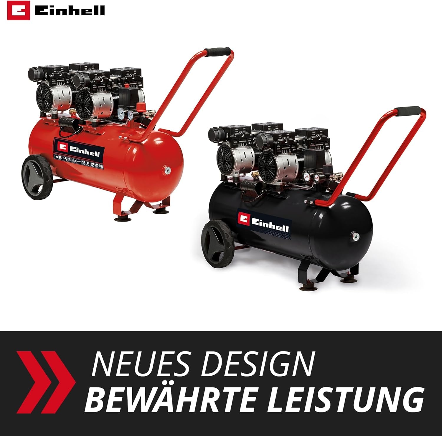 Einhell Kompressor TE-AC 270/50 Silent plus (1500 W., Max. 8 Bar, 50 L-Tank, 270 L/Min Ansaugleistung, Motordrehzahl 1450 Min^-1, Druckminderer, Manometer, Ölfrei)
