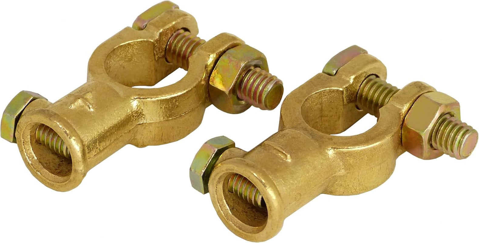 A0066-6-1 Batterieklemmen Set Batteriepolklemmen Aus Messing 12V 24V Batterie Klemmen Polklemmen Autobatterie + plus - minus Batterie Pole Klemme Pol Anschluss Anschlussklemmen Auto LKW Camping Solar