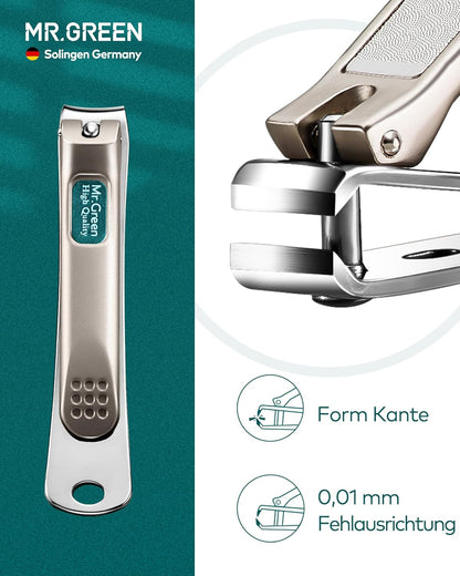 MR.GREEN Nagelknipser, 3 Stück Fingernagel Knipser Set, Solingen Edelstahl Nagelzwicker Maniküre Set, Mit Hochwertigem Lederetui, Hochwertiges Nail Clipper