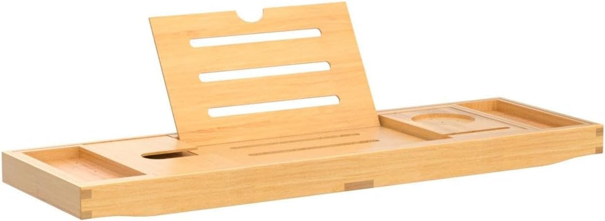 Badewannenablage - Verstellbares Bambus-Badewannenbrett - Rutschfeste Badewannenablage Passend Für Die Meisten Badewannen - Hält Buch, Ipad, Telefon, Glas, Kerze (Natural)