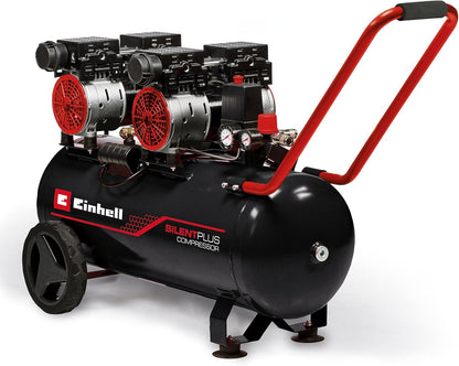 Einhell Kompressor TE-AC 270/50 Silent plus (1500 W., Max. 8 Bar, 50 L-Tank, 270 L/Min Ansaugleistung, Motordrehzahl 1450 Min^-1, Druckminderer, Manometer, Ölfrei)