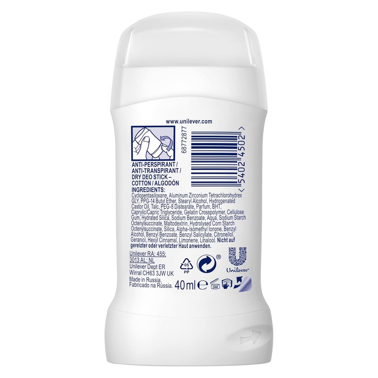 Rexona Motionsense Deo Stick Cotton Dry Antitranspirant Mit 48 Stunden Schutz Deodorant Gegen Schwitzen Und Körpergeruch 6X 40 Ml