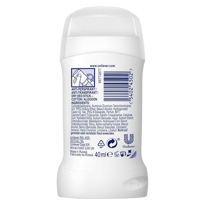 Rexona Motionsense Deo Stick Cotton Dry Antitranspirant Mit 48 Stunden Schutz Deodorant Gegen Schwitzen Und Körpergeruch 6X 40 Ml