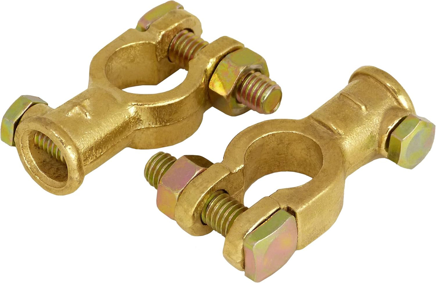 A0066-6-1 Batterieklemmen Set Batteriepolklemmen Aus Messing 12V 24V Batterie Klemmen Polklemmen Autobatterie + plus - minus Batterie Pole Klemme Pol Anschluss Anschlussklemmen Auto LKW Camping Solar