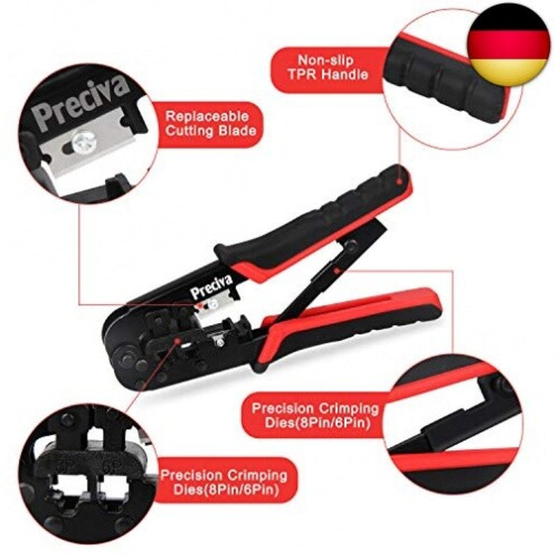Netzwerk Werkzeug Set CAT5/CAT5E, Preciva Netzwerk Prüfer Crimpzange Netzwerk