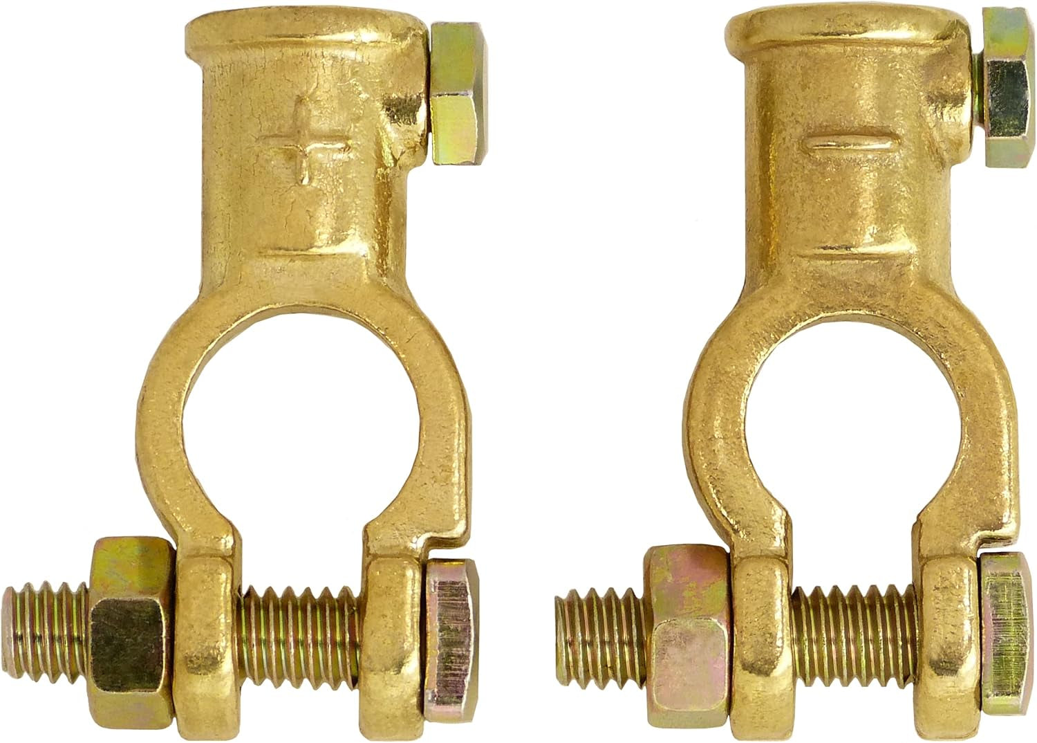 A0066-6-1 Batterieklemmen Set Batteriepolklemmen Aus Messing 12V 24V Batterie Klemmen Polklemmen Autobatterie + plus - minus Batterie Pole Klemme Pol Anschluss Anschlussklemmen Auto LKW Camping Solar