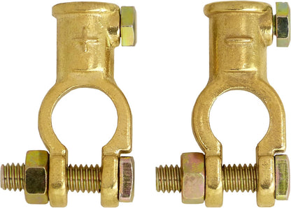 A0066-6-1 Batterieklemmen Set Batteriepolklemmen Aus Messing 12V 24V Batterie Klemmen Polklemmen Autobatterie + plus - minus Batterie Pole Klemme Pol Anschluss Anschlussklemmen Auto LKW Camping Solar