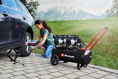 Einhell Kompressor TE-AC 270/50 Silent plus (1500 W., Max. 8 Bar, 50 L-Tank, 270 L/Min Ansaugleistung, Motordrehzahl 1450 Min^-1, Druckminderer, Manometer, Ölfrei)