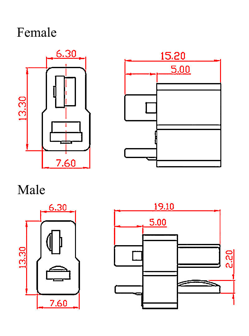 XT T-DEAN Hochstrom T-Connector T-Plug T-Stecker Grip Plug Lipo Akku Goldstecker