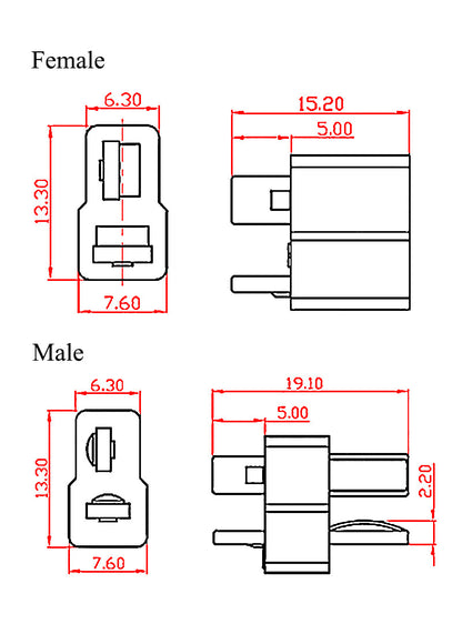 XT T-DEAN Hochstrom T-Connector T-Plug T-Stecker Grip Plug Lipo Akku Goldstecker