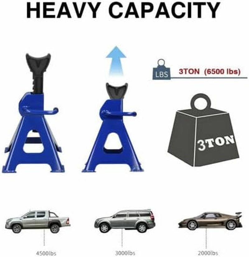 2 Stück 3T Pro Unterstellböcke Stützböcke Stützen Tragkraft Für Stützböcke Werkzeuge Werkstattausrüstung, Höhenverstellbar Von 290 Mm Bis 430 Mm