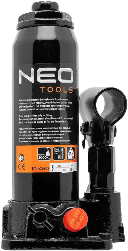 NEO TOOLS Wagenheber, Säulenhebebühne Tragfähigkeit 2 T, 181-345 Mm, Masse 2,5 Kg, Aus Stahl Gefertigt, in Kfz- Und Industriediensten, Werkstätten, Transportunternehmen Und in Garage