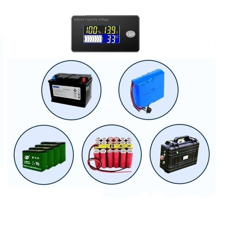 Battery Capacity Monitor 10-100V Programmierbarer Batteriestand Spannung Temperatur Meter Gauge Lcd-Anzeige Prozentsatz Indikator Tester Electric Quantity Detector