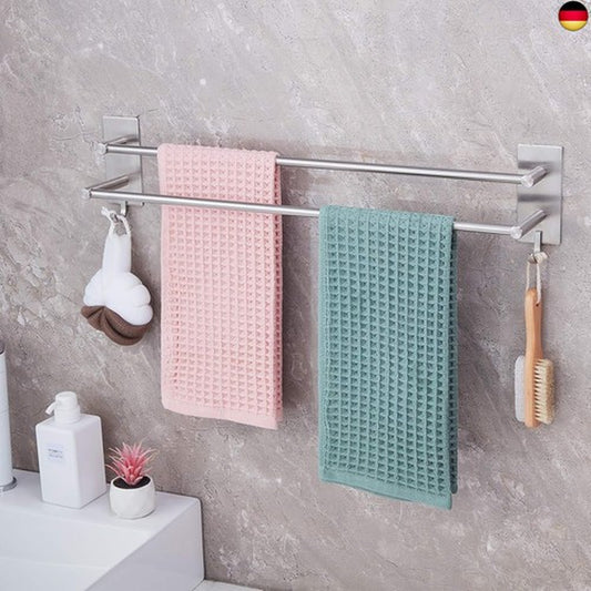 JS Handtuchhalter Bad Ohne Bohren Zweiarmig Handtuch Stange Badezimmer Doppel