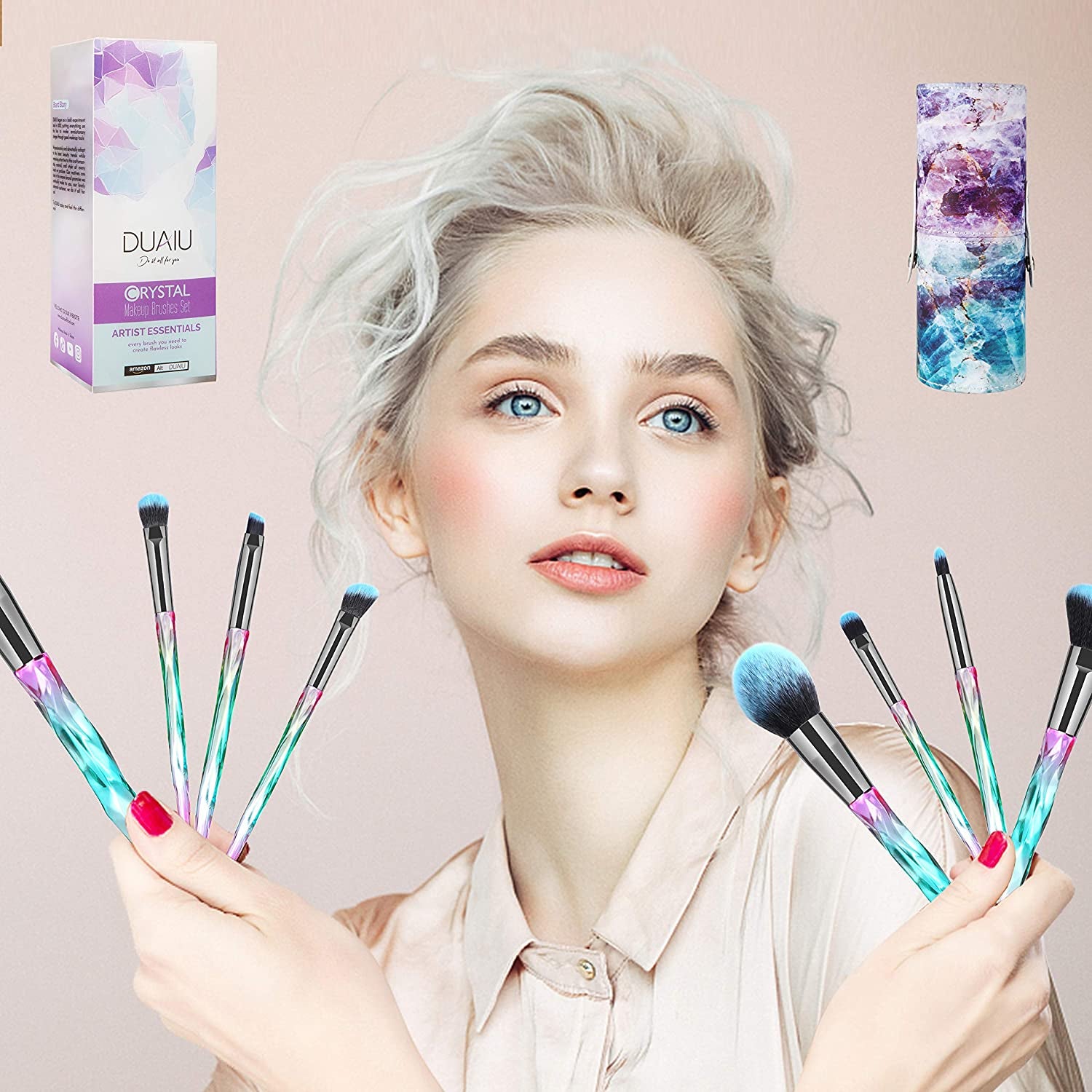 Pinselset Makeup  Make up Pinsel Set 15 Stück Premium Synthetische Borsten Kristallgriff Kabuki Foundation Gesicht Lippen Auge Professional Mit Sternengeschenkbox